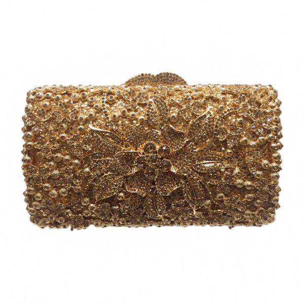 

xiyuan elegant women gold silver crystal clutch purse for wedding evening bags flower purses bridal party rhinestone handbag