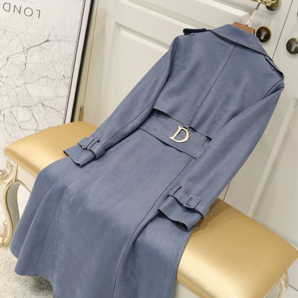 

british style spring autumn long trench coat women clothing 2020 new deerskin fleece windbreaker female overcoats m480, Tan;black