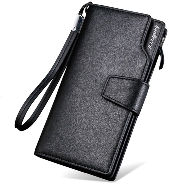 

2019 card holder men wallets business pu leather long design quality fashion casual men purse zipper multi-function wallets, Red;black