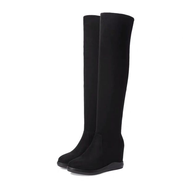 

2020 chinese 's new thick and warm and fashionable high-rise women's elastic boots of knight , delivery, Black