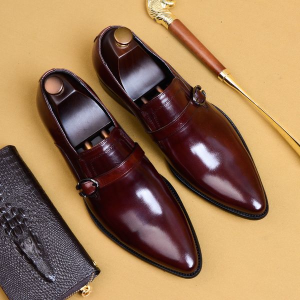 

Men genuine leather casual shoes business dress banquet suit shoes men Bullock wedding oxford shoes for men black