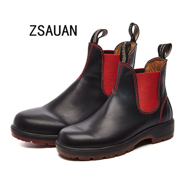 

zsauan plus size 36-44 men's boots casual shoes spring autumn black leather ankle booties women chukka boots