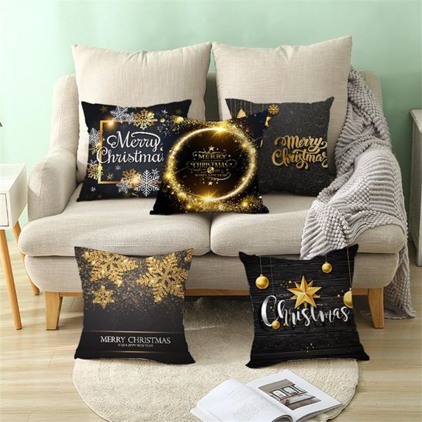 

christmas decorations pillow case elk letter print throw pillow cover square sofa car cushion covers home party pillowcase decor 44*44cm
