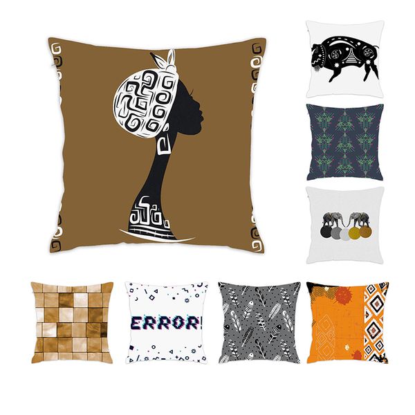 

douladou]modern geometric grey charcoal printed pillow cushion covers pillow case polyester pillowcase home decor 45x45cm