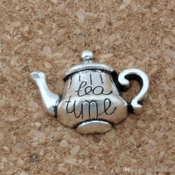 

впк 150pcs серия античные серебряный сплав односторонний "tea time" чайника charms подвеска 19 * 12.5мм diy ювелирных изделий a-137, Bronze;silver