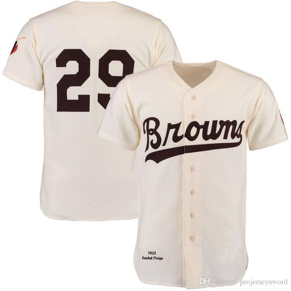 

Mens 1953 Satchel Paige St. Louis Browns Jersey 100% Stitched White Authentic Satchel Paige Retro Jerseys Free Shipping S-XXXL