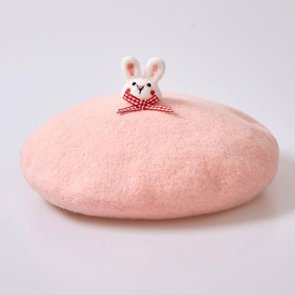 

handmade winter wool berets women vintage hats cartoon style birthday gift fashion warm wild berets caps sweet pink, Blue;gray