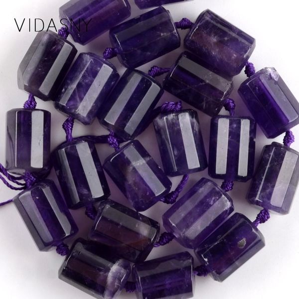 

11x15mm 21pcs cylinde shape gem beads natural faceted amethysts spacer loose beads for jewelry making diy bracelets necklace 15