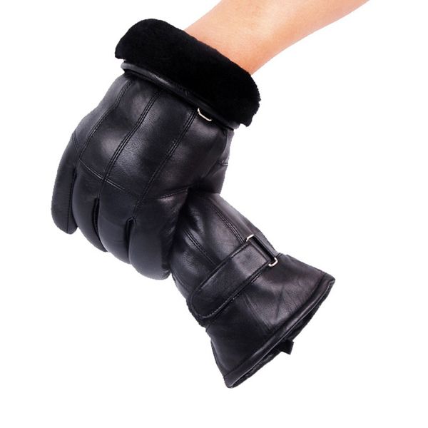 

men' real leather gloves winter gloves leather trendy sheepskin gentmen luvas guantes mujer winter new 2019 thicken glove y200110, Blue;gray