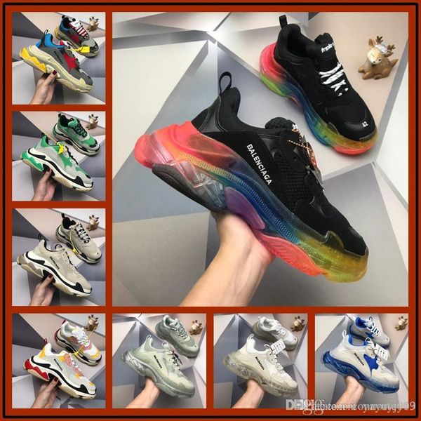 

newst paris 17fw triple-s walking shoes dad shoes bl triple s 17 fw for men women vintage old grandpa trainer outdoor sneakers