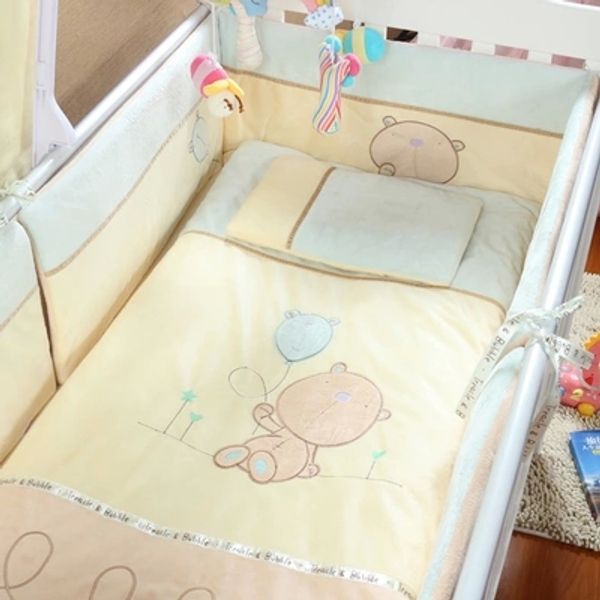 

promotion velvet baby crib bedding set cot bedding sets baby bed set bumpers,(bumper+sheet+pillow+duvet