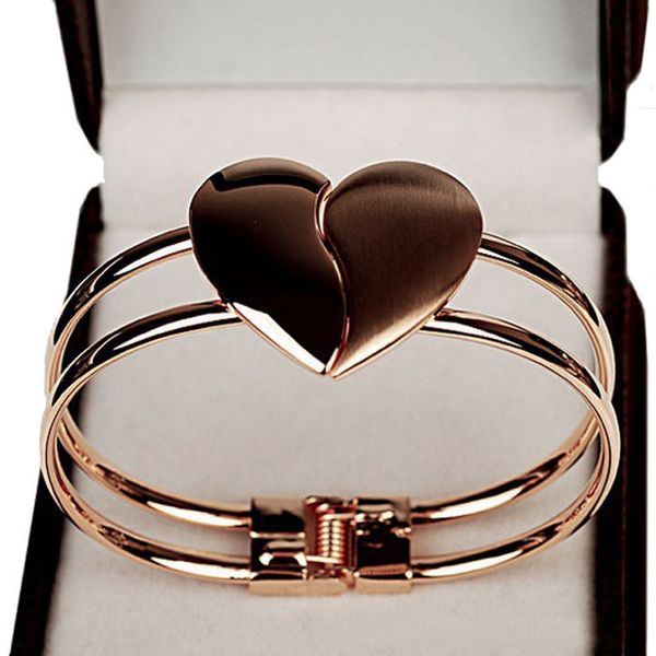 

flawless new fashion lady elegant heart bangle wristband bracelet cuff bling gift jewelries fantasy bracelets fine pendientes, Black