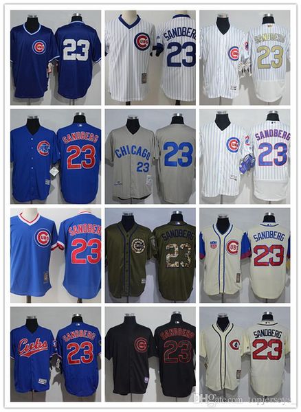 

men women youth majestic custom cubs jersey #23 ryne sandberg home blue grey white baseball jerseys wholesale, Blue;black
