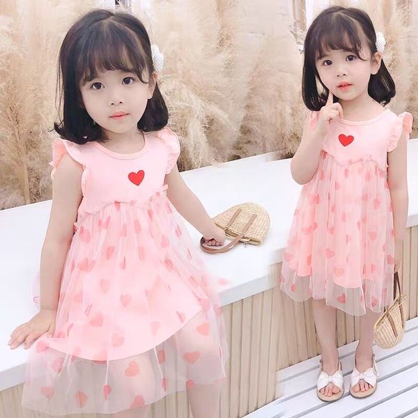 

new spring summer baby dress romper heart princess baby girl dress infant birthday dresses baby girls clothes, Red;yellow