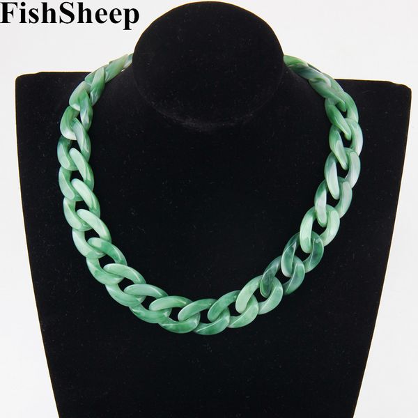 

fishsheep себе акриловые цепи длинное ожерелье для женщин vintage пластиковые многоцветный звену цепи choker ожерелья подвески, Silver