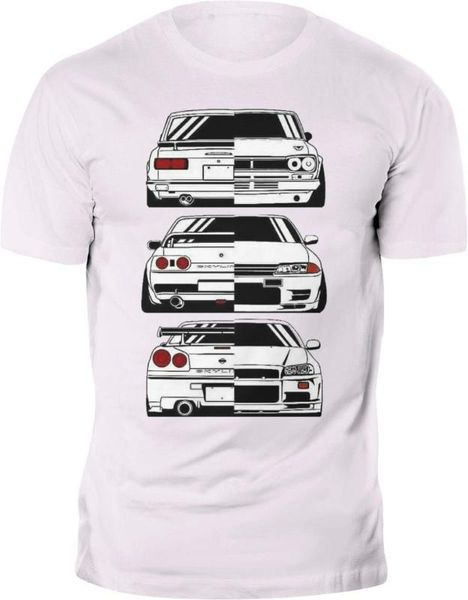 

summer o-neck men's t-shirt fashion new t-shirt japan car skyline 2000 r32 r34 gtr evolution jdm tee shirts for men, White;black