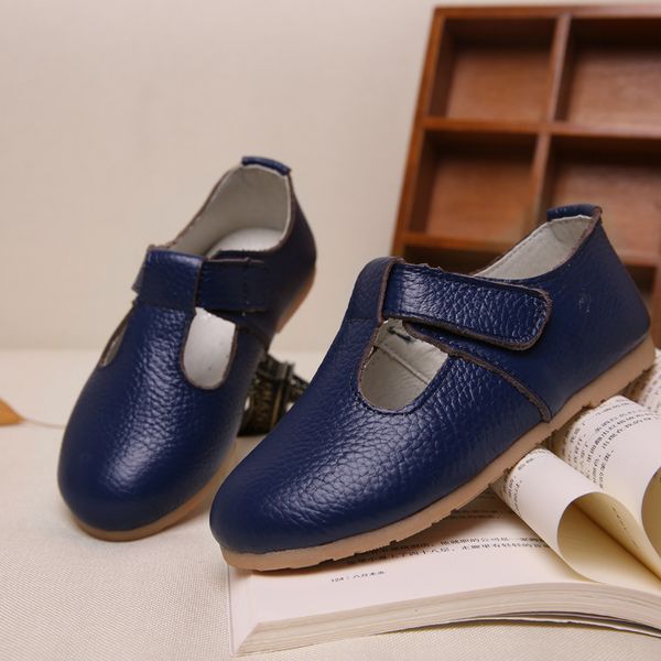 

spring autumn girls princess shoes new fashion genuine leather shoes for girls solid kids leather, Black;grey