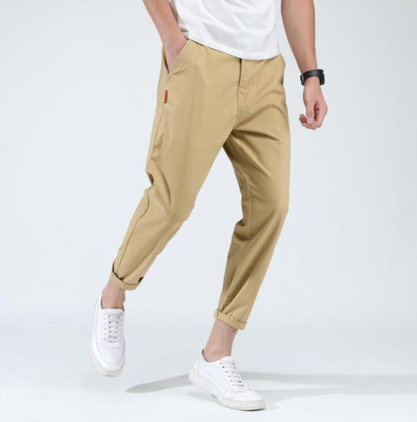 

new fashion pants men joggers button slim fit streetwear men business pants solid casual pencil trousers m-3xl, Black