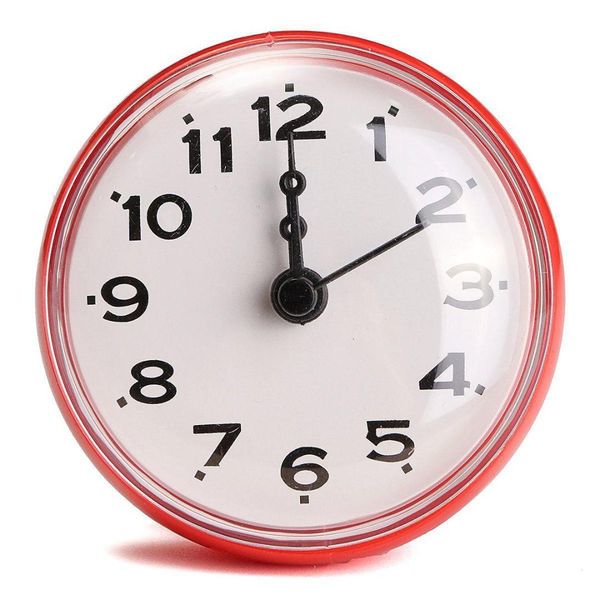 

wall clock waterproof plastic resistant battery home decor timer suction cup clock bathroom shower sucker removable watch