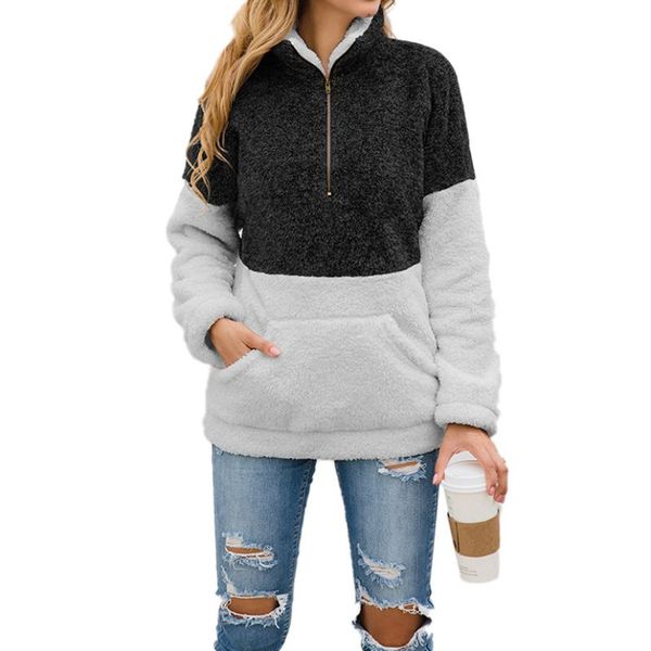 

turtleneck women hoodies pullover autumn winter coat loose wool thick knit sweatshirt, Black