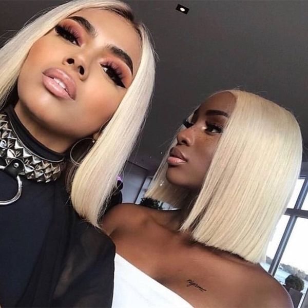 

new chemical fiber lace wig women's rice white bobo head long straight hair in europe and america, Black;brown