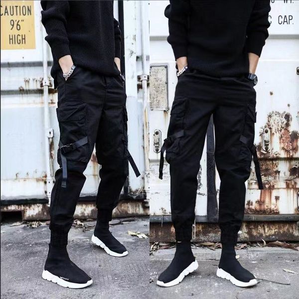 

men's pants multi pocket cargo men work breathable quick dry army casual summer autumn loose tactical trousers male, Black