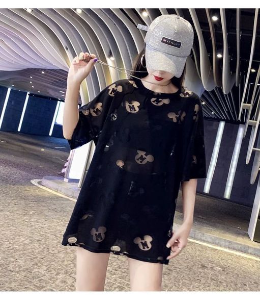 

2020 women tshirt for summer fashion perspective mid-length and short sleeve t-shirt new arrival casual women tees 4 colors, White