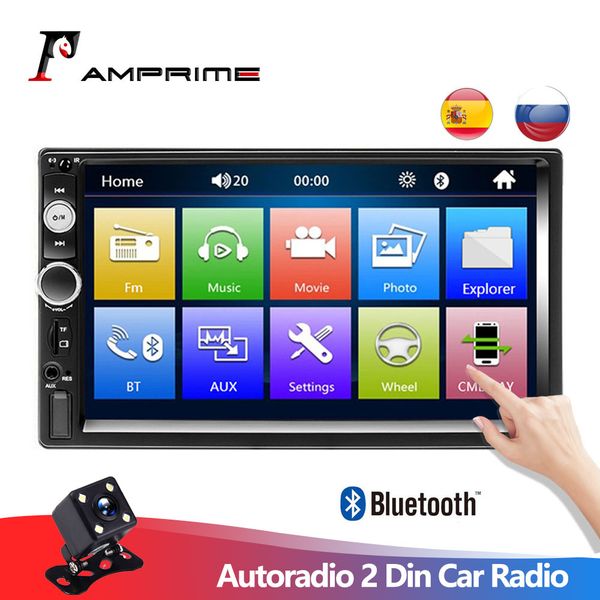 

amprime autoradio 2 din car radio 7" touch screen dash mp5 bluetooth usb car digital 2din multimedia player rear view camera