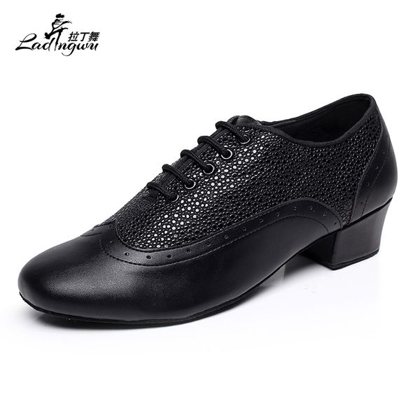 

ladingwu new brand modern men's ballroom tango waltz latin dance shoes microfiber synthetic leather color black/brown/red