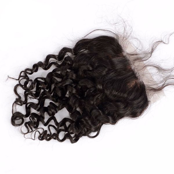 

angelawigs human virgin hair lace closures 5x5 silk base closures deep curl pre plucked natural hairline bleached knots, Black