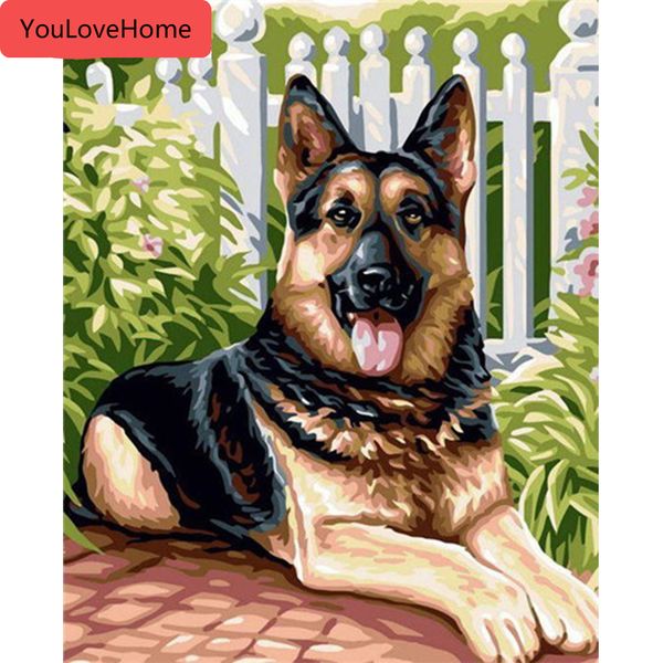 

фотографии по номерам собака животные рисунок холст акрил ручная роспись маслом по номерам настенное искусство подарок diy картина diy масля