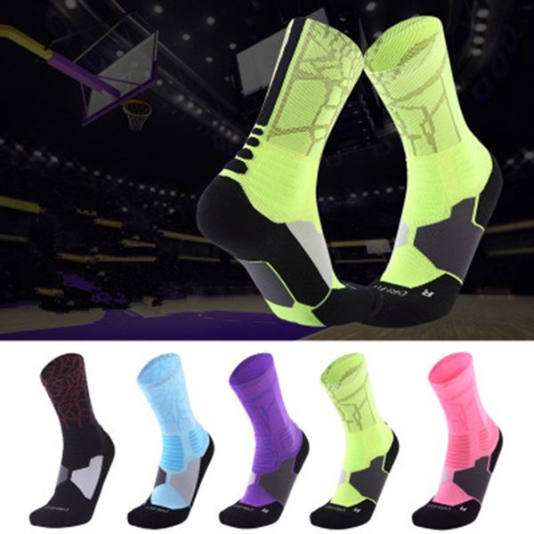 

thick towel bottom tube socks comfortable breathable sports socks comfortable anti-friction elite basketball socks, Black