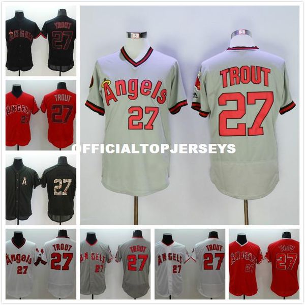 

27 mike trout flexbase jersey red green white black, Black;blue