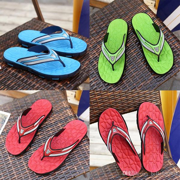 

2019 designer sandals rubber slide sandal slippers green red blue stripe fashion design men classic summer flip flops summer beach sandal, Black
