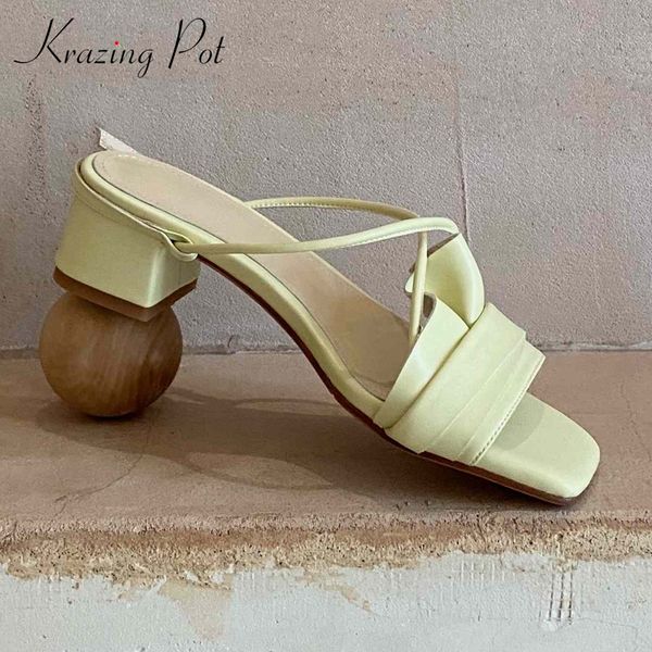 

krazing pot new sheep leather ruffles pleated sweet square peep toe women sandals buckle straps med square heel summer shoes l08, Black