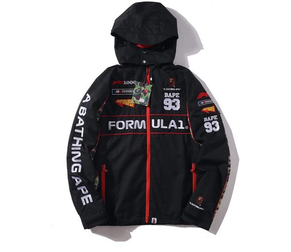 

autumn japanese popular logo blazer men's jacket with embroidered logo with popular formula f1 hoodie jacket, Black;brown