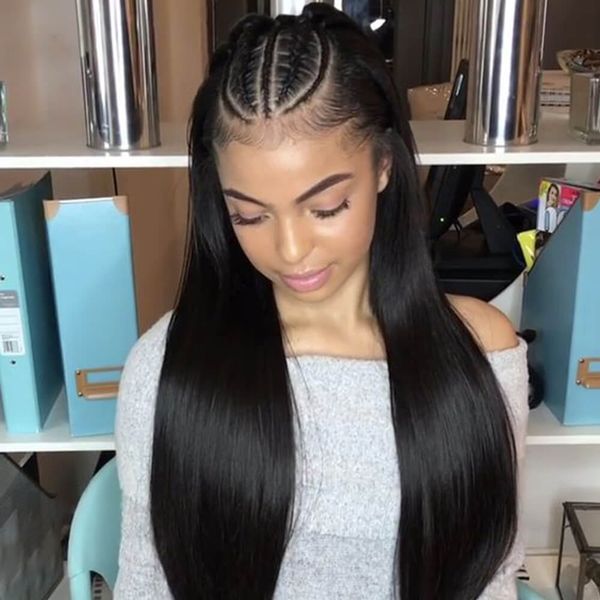 Lace Front Wigs Full Lace Wigs Straight Style Pre Plucked Natural Hairline Baby Hair Bleach Knots Malaysian Peruvian Hair Full Head Lace Wigs 100