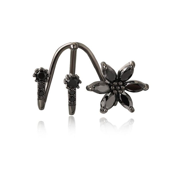 

other vintage black cubic zirconia 925 sterling silver single ear clip earring for women female fine jewelry yea006, Golden;silver