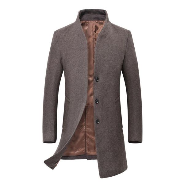 

woolen korean style wool coat overcoat men plus size winter male jacket mens coats abrigo hombre kj239, Black