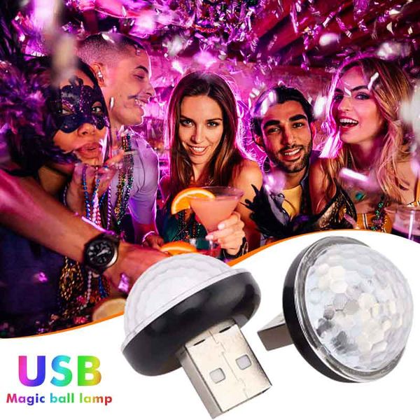 

mini usb led stage light strobe colorful magic ball car atmosphere home party dj laser lamp voice control auto car interior decoration