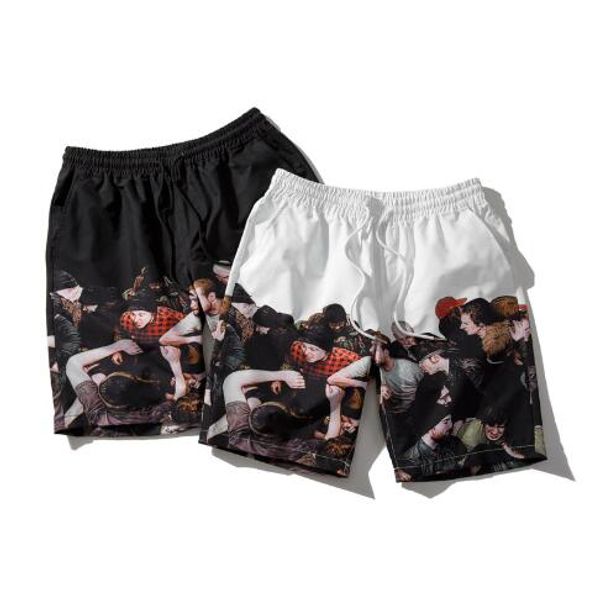 

Mens Shorts Summer Beach Shorts 3D Printed Loose Style Large Size Summer Pants Black and White Asian Size M-5XL