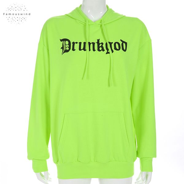 

women loose letter print sweatshirt fashion streetwear hooded fluorescent long hoodie spring autumn pullover hoodies drop shipping, Black