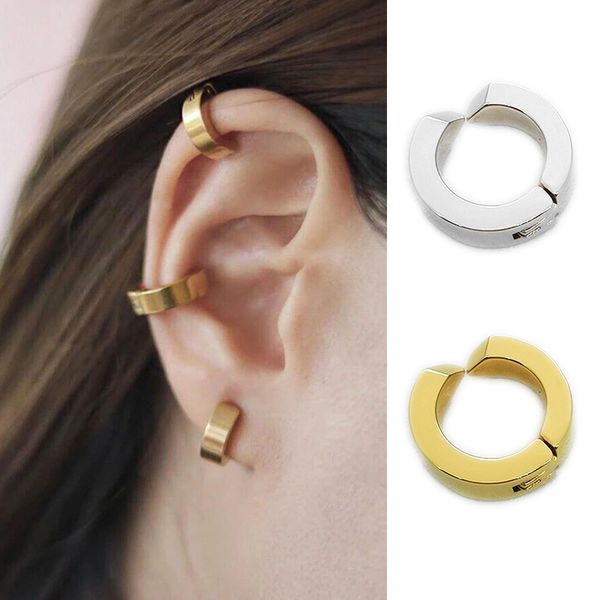 

ins online celebrity celebrity style brass circle clip-on earrings pierceless european and american minimalist style ear clip 20, Golden;silver