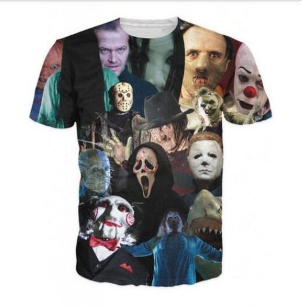 

2019 big yards t-shirt men's horror movie cinema killers 3d t-shirt summer clothes tshirt dx09, White;black