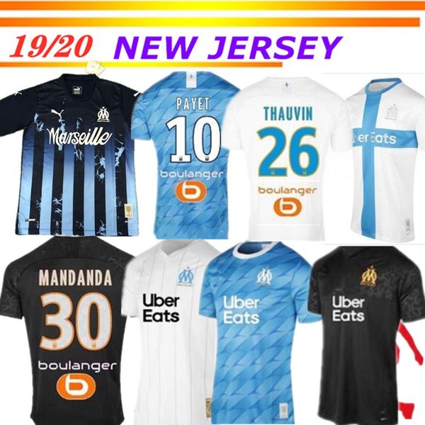 

120th om olympique de marseille soccer jersey 2019 2020 maillot de foot payet thauvin 120 years football shirt anniversary, Black;yellow