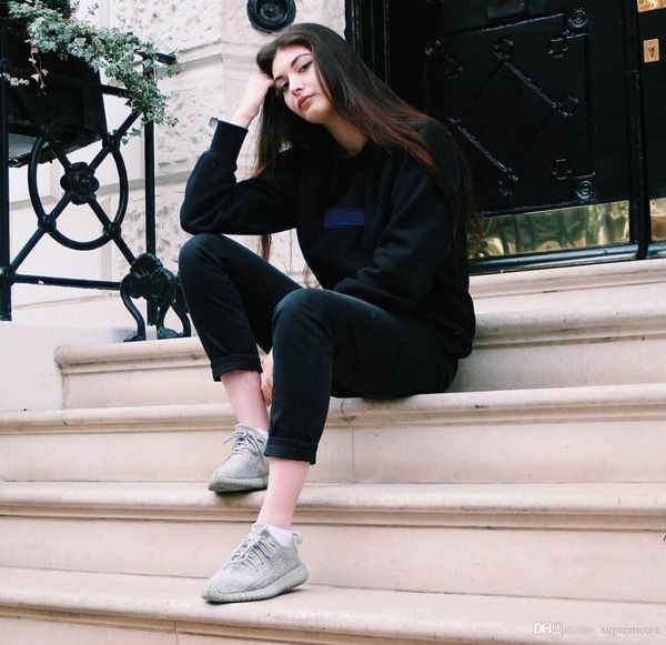 

fashion classic box logo sweatshirts hip hop brand embroidery sweatshirts autumn and winter mens fleece sweatshirt high quality, Black