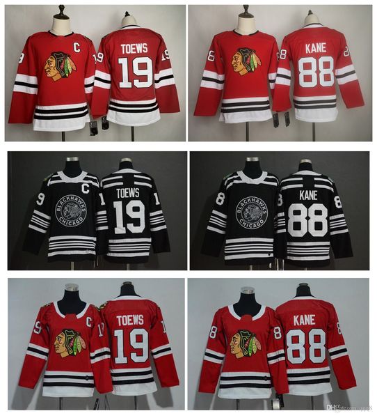 

chicago blackhawks jersey youth 19 jonathan toews 88 patrick kane 2019 winter classic black red nhl kids boys authentic hockey jerseys