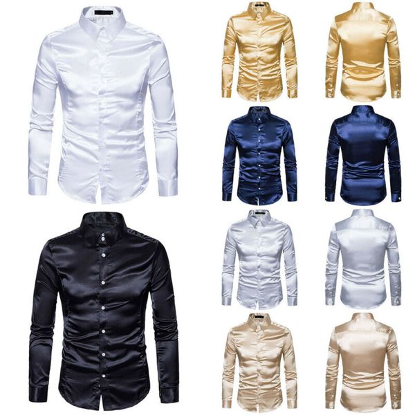 

fashion men's shirts silk satin long sleeve shirt ruffled vintage wedding tuxedo dress slim fit shirts, White;black