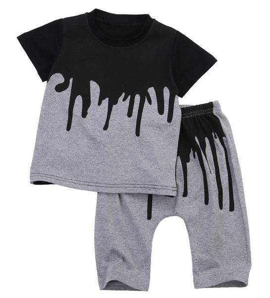 

2pcs summer bulk short sleeve pullover o-neck toddler infant baby boy girl clothes t-shirt +pants outfits set 1-4y, White