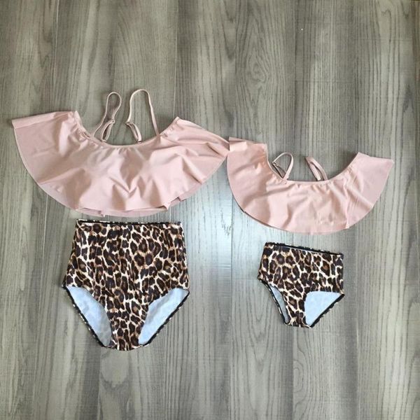 

mom daughter swimsuit baby girl leopard swimsuit mom me summer fashionable, White